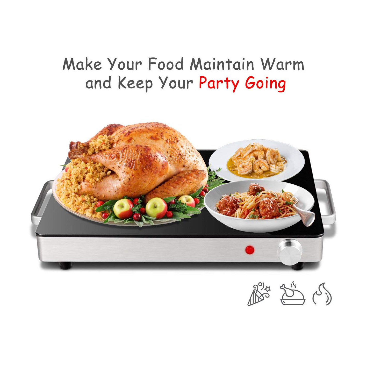 Tempered Glass Food Warming Tray ES-5005