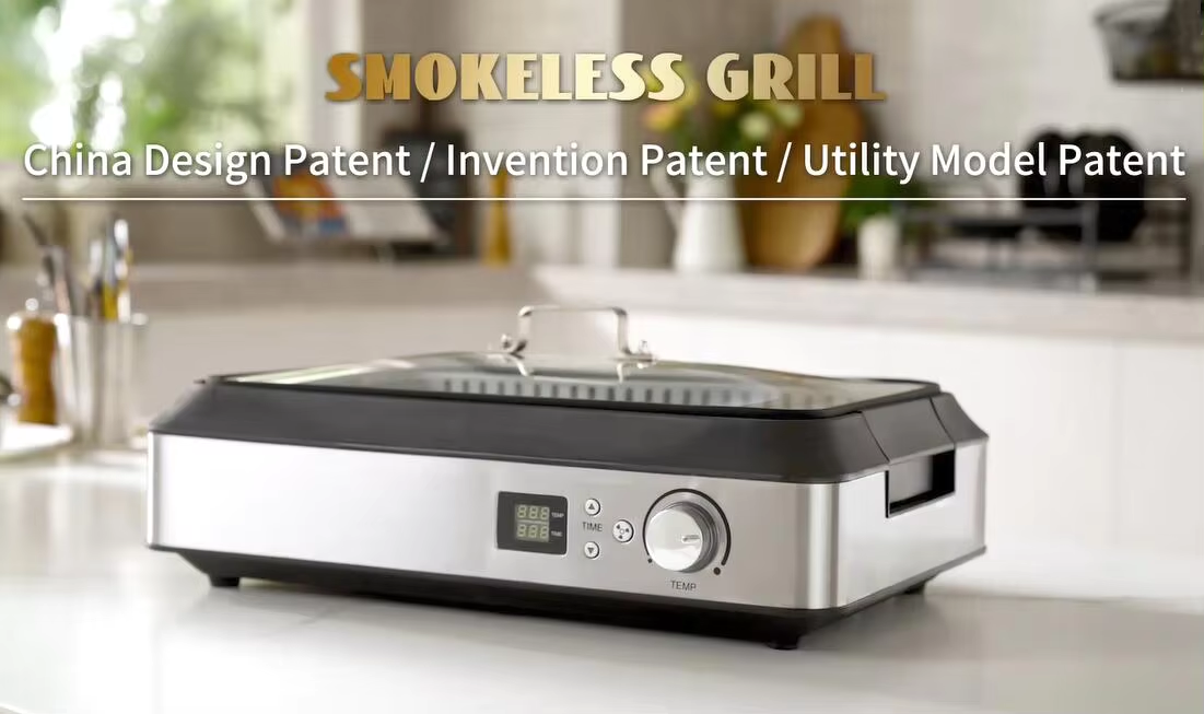 Indoor Electric Smokeless Grill, 1500W with Tempered Glass Lid, Portable Non-stick BBQ Grill, GR-01D