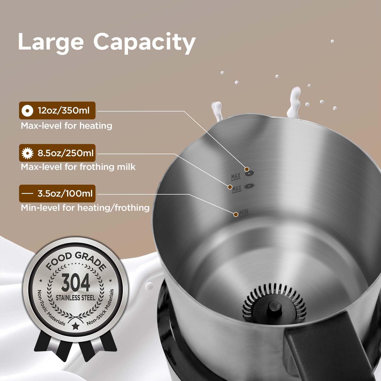 Milk Frother Electric Plastic Base with Stainless Steel Jug JMF988