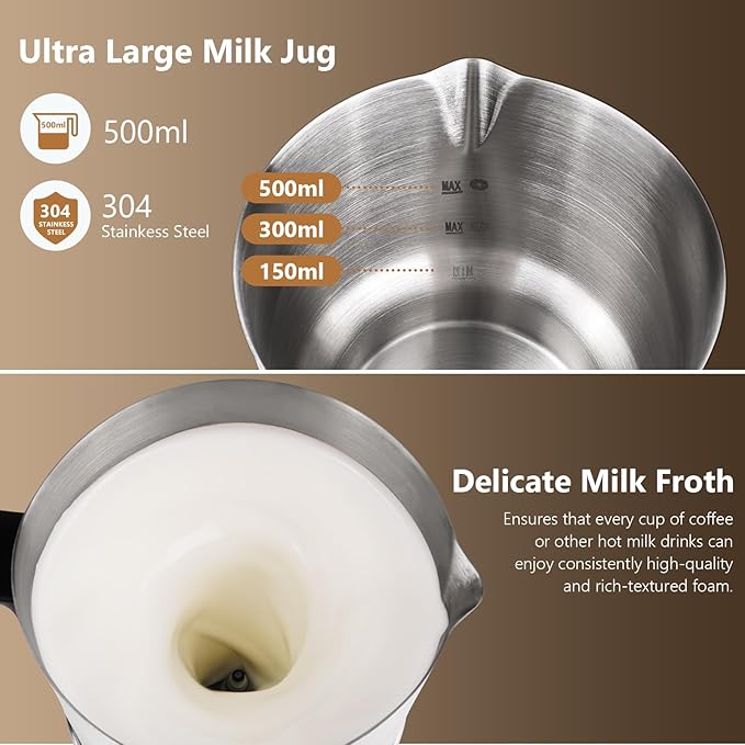 4-in-1 Large Capacity Electric Milk Frother with LCD Display – 900ml Stainless Steel Jug  MF06S
