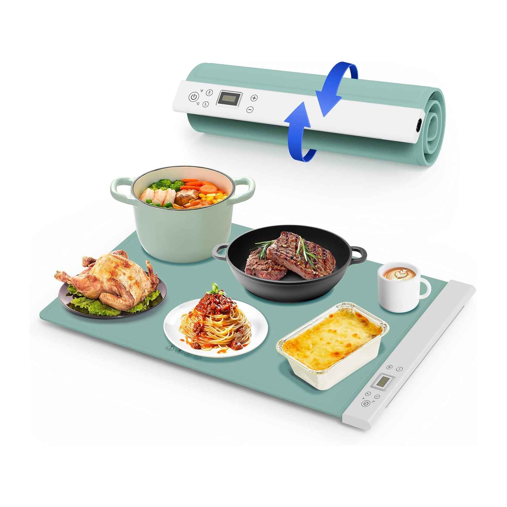 Rollable Electric Warming Tray | Adjustable Temperature 60–120°C | 400W Portable Buffet Food Warmer 