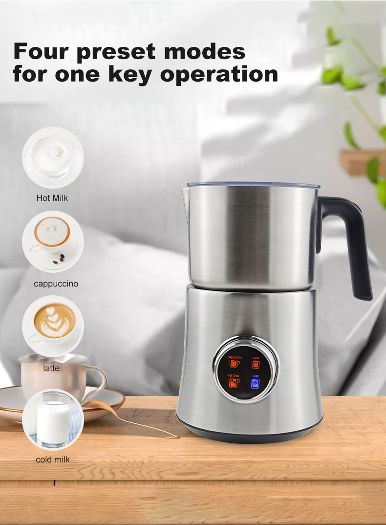 4-in-1 Large Capacity Electric Milk Frother with LCD Display – 900ml Stainless Steel Jug  MF06S