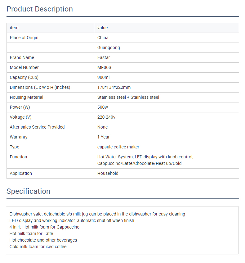 4-in-1 Large Capacity Electric Milk Frother with LCD Display – 900ml Stainless Steel Jug  MF06S