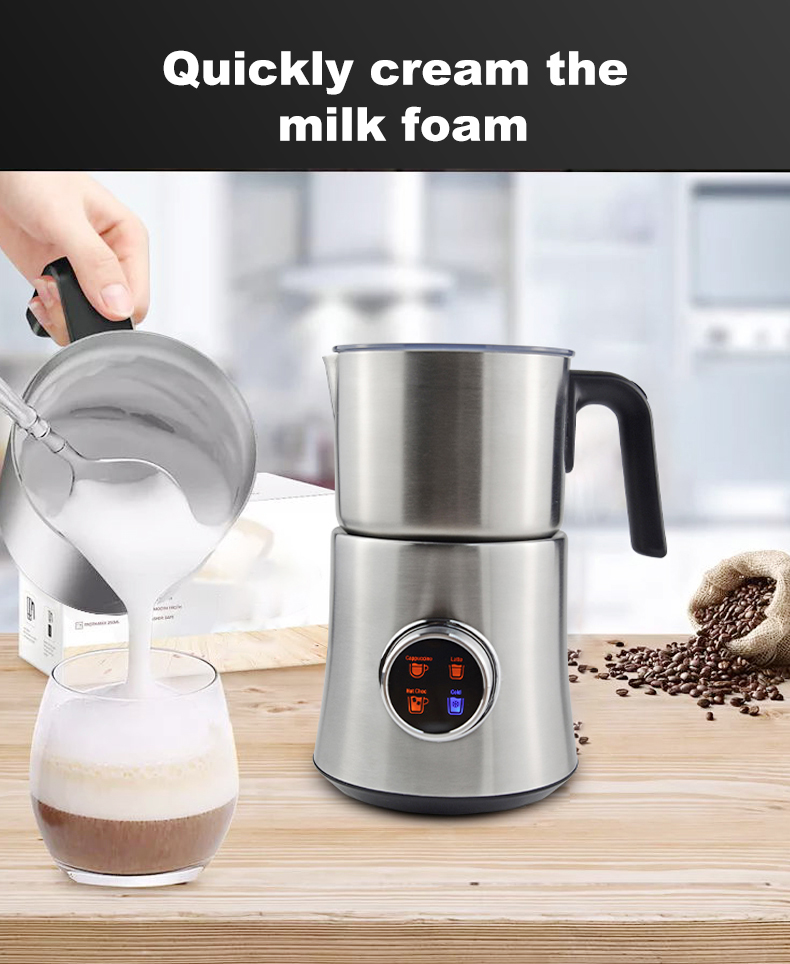 4-in-1 Large Capacity Electric Milk Frother with LCD Display – 900ml Stainless Steel Jug  MF06S