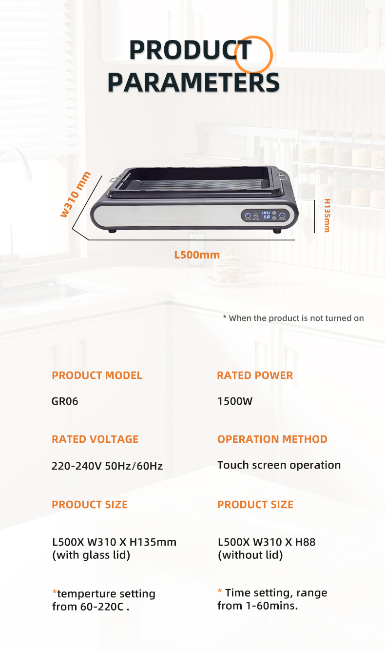 Indoor Electric Grills for Healthy, Smoke-Free Cooking|GR-06|Compact, fast-heating, non-stick raclet