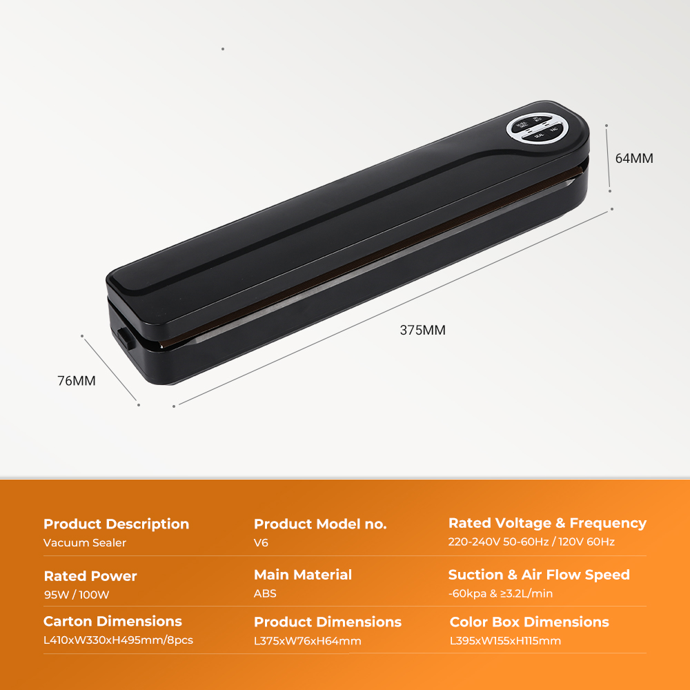 Vacuum Sealer Machine | 50kPa Suction Power | Dry & Moist Modes | 30cm Max Seal Length | V6