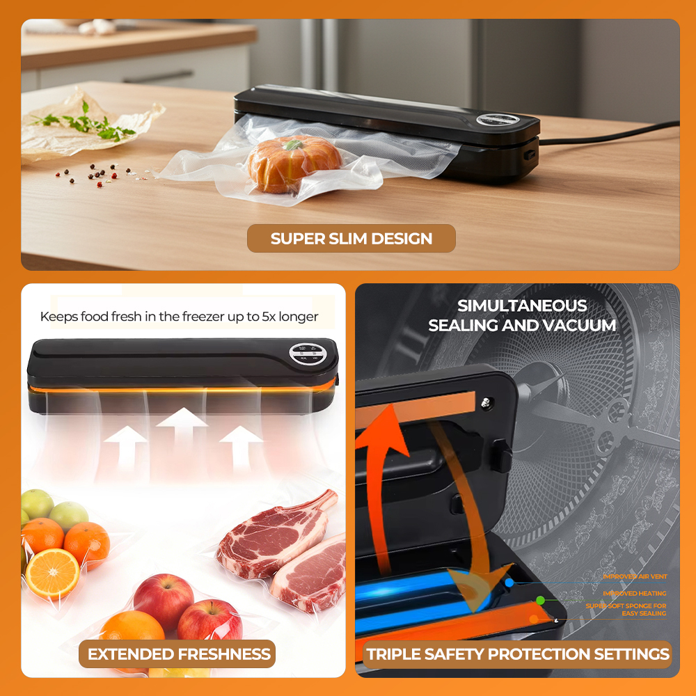 Vacuum Sealer Machine | 50kPa Suction Power | Dry & Moist Modes | 30cm Max Seal Length | V6