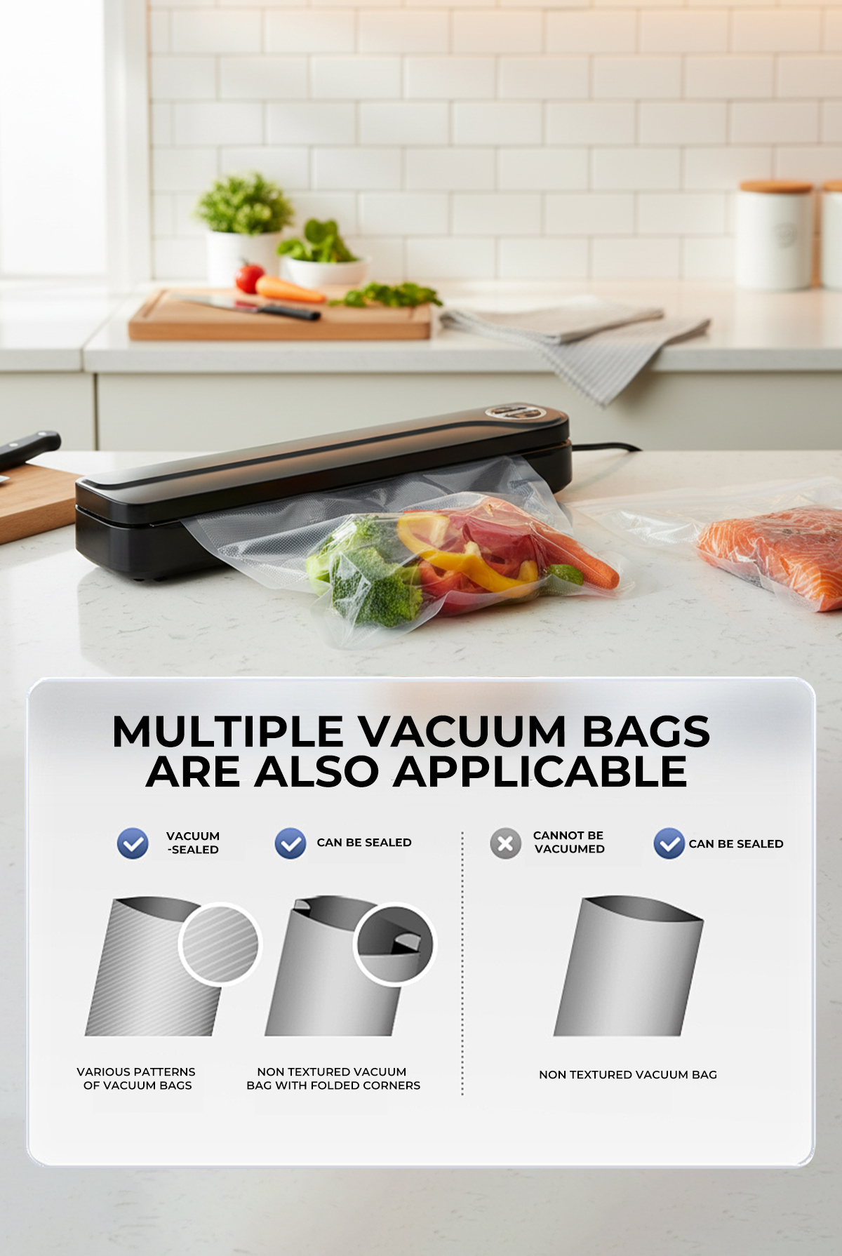 Vacuum Sealer Machine | 50kPa Suction Power | Dry & Moist Modes | 30cm Max Seal Length | V6