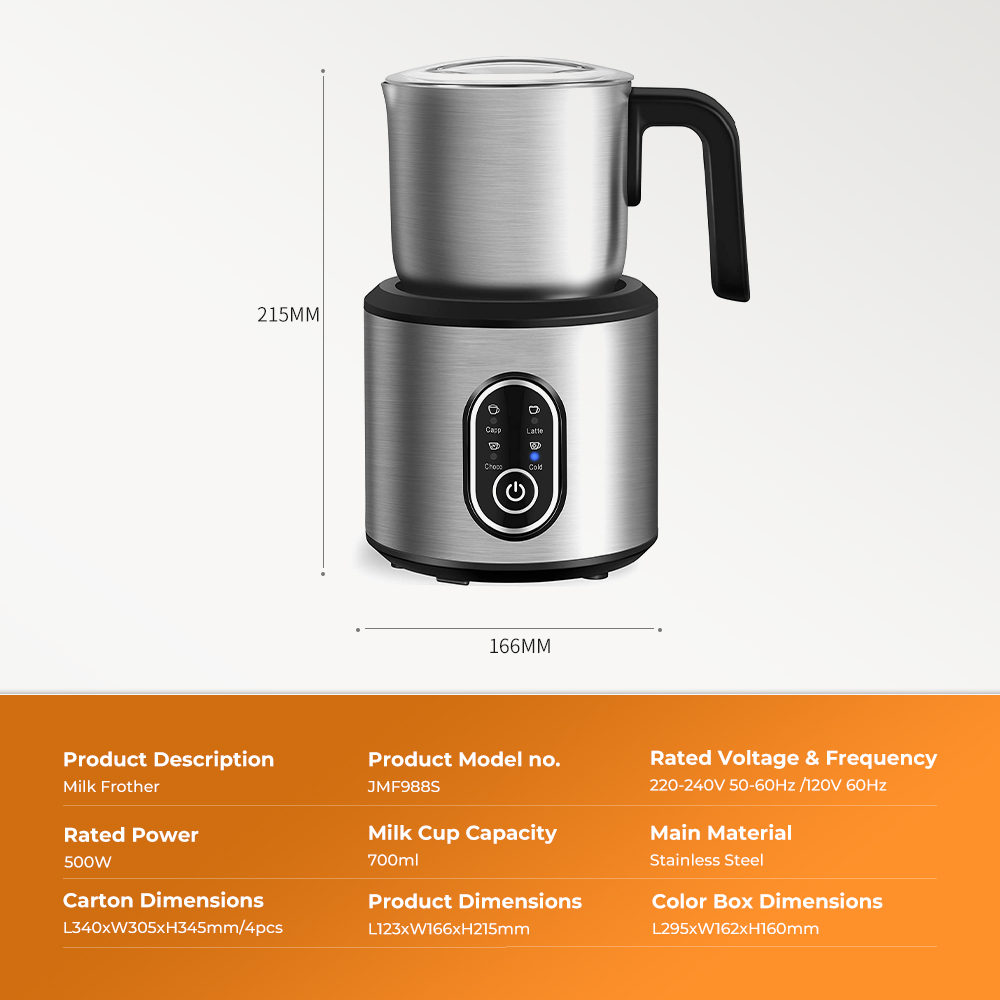 Factory Wholesale Custom Logo Electric S/S Base with S/S Jug Milk Frother|JMF988S