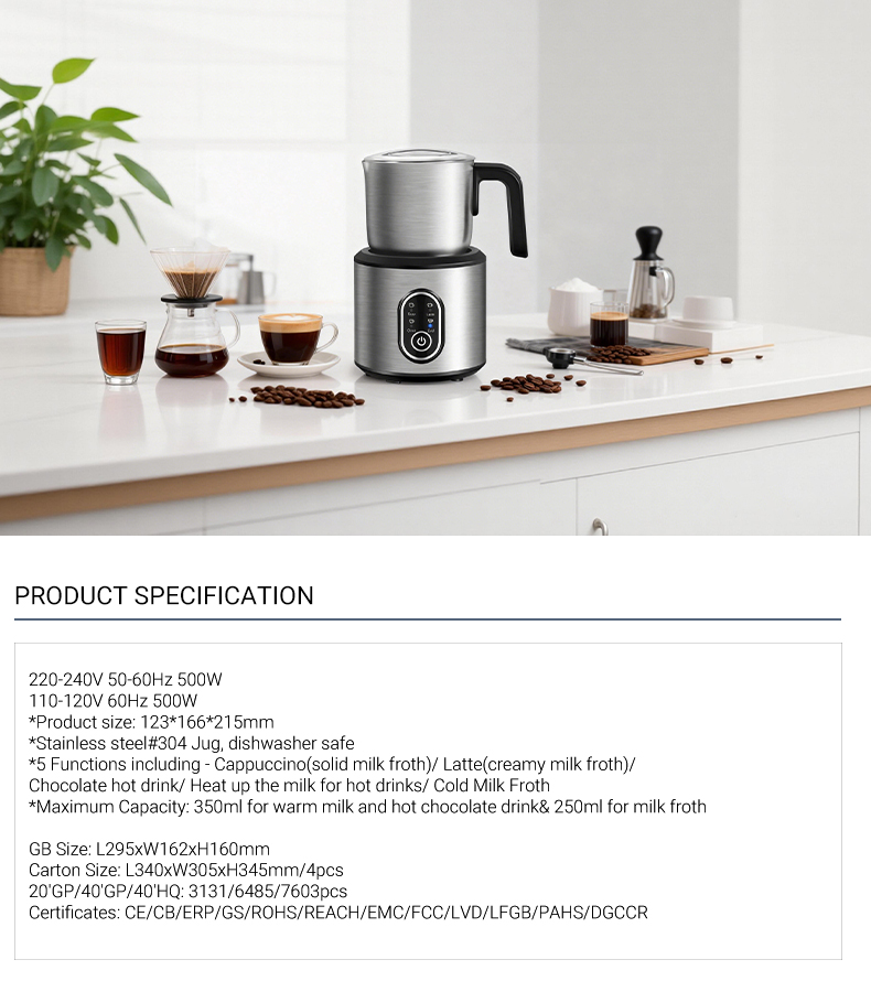 Factory Wholesale Custom Logo Electric S/S Base with S/S Jug Milk Frother|JMF988S